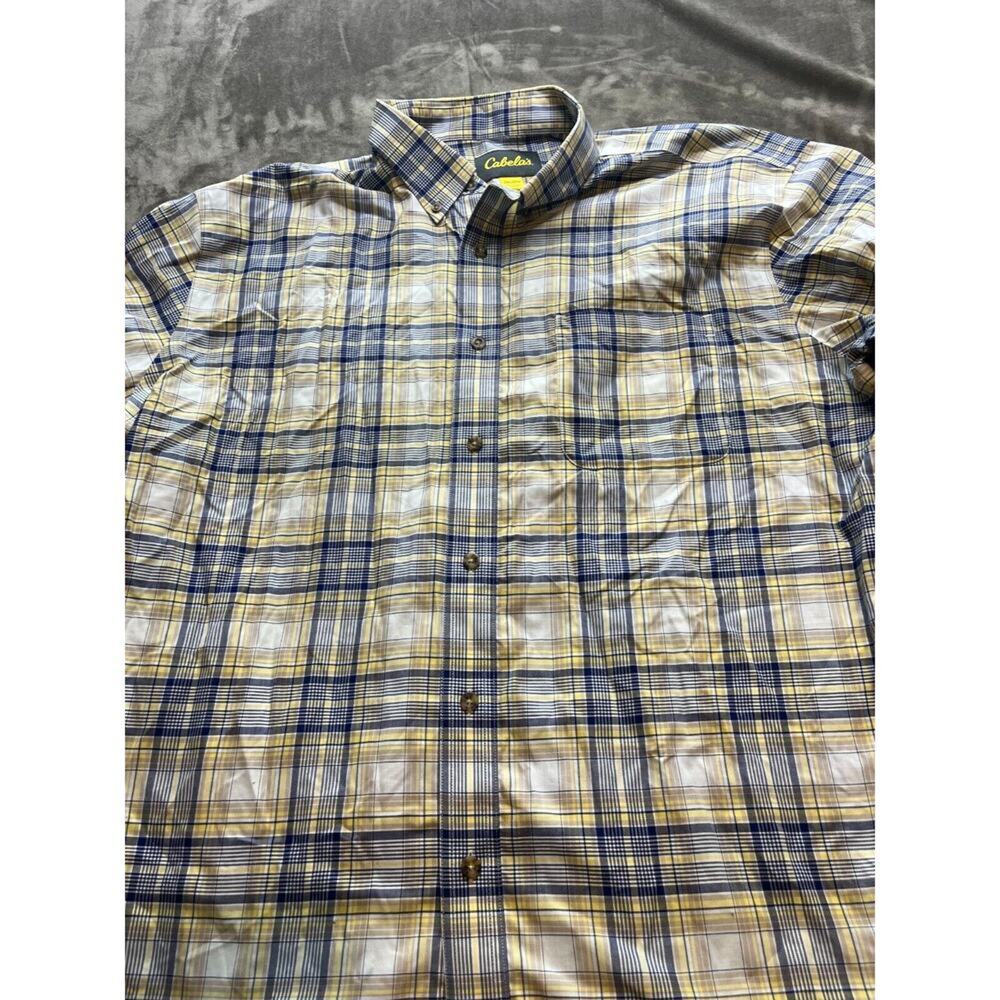 Cabela's Outfitter‎ Series Yellow & Blue Plaid Button Shirt Sz 2XLT XXLT